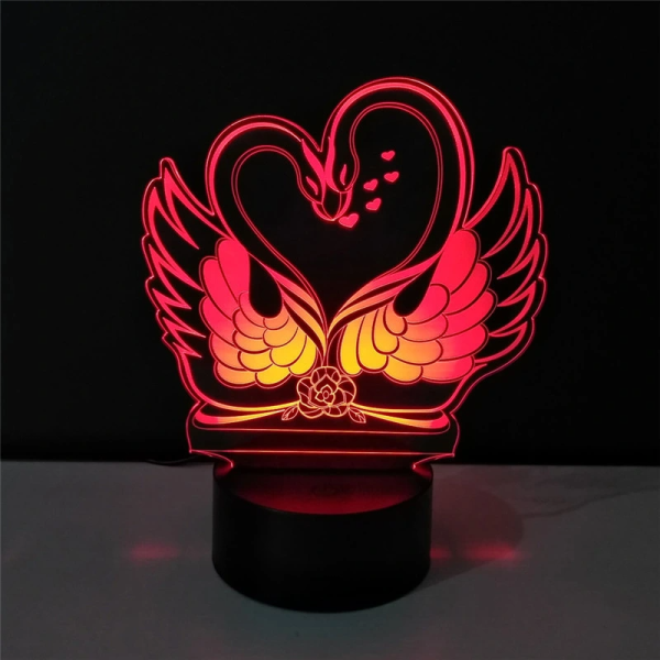 Swan Love Heart Illusion Lamp