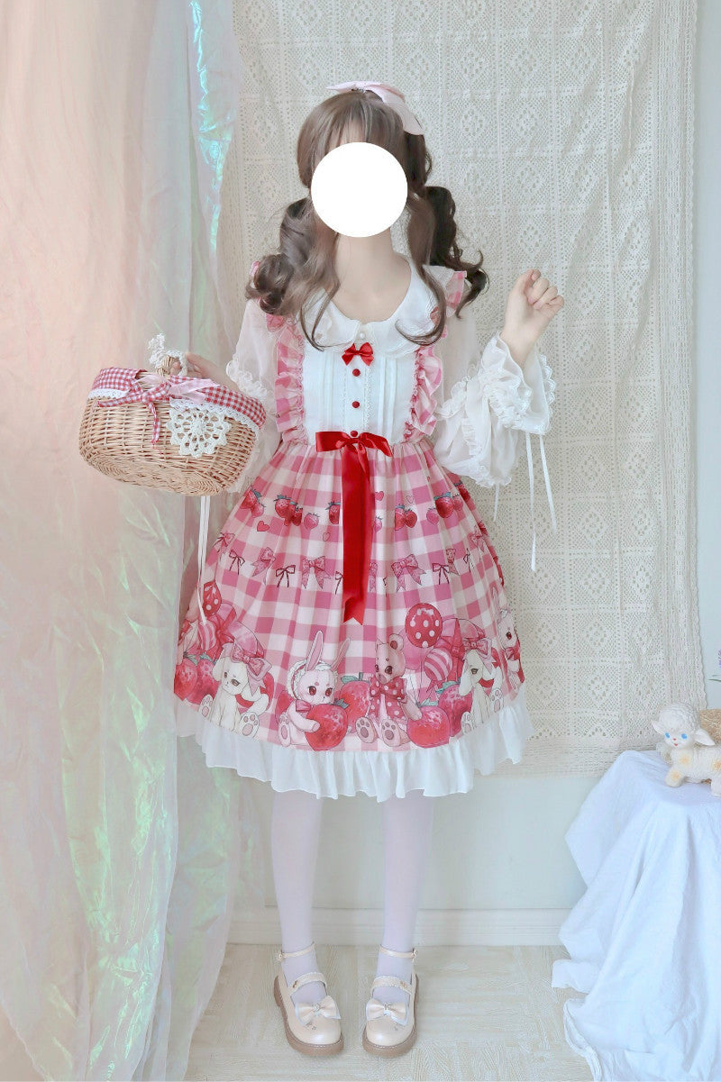 Original Design Strawberry Bear Lolita Dress JSK Suspender Skirt