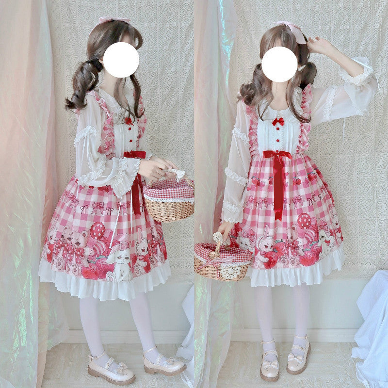 Original Design Strawberry Bear Lolita Dress JSK Suspender Skirt