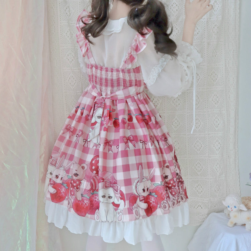 Original Design Strawberry Bear Lolita Dress JSK Suspender Skirt