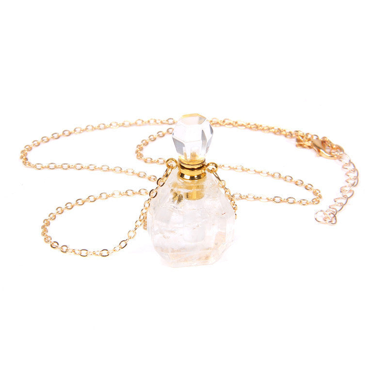 Perfume bottle crystal pendant necklace