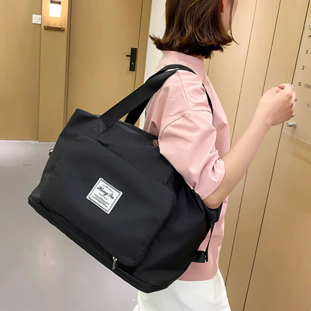 Women Travel Foldable Shoulder Bag Patchwork