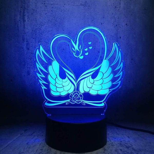 Swan Love Heart Illusion Lamp