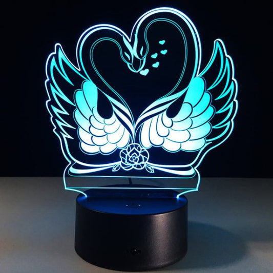 Swan Love Heart Illusion Lamp