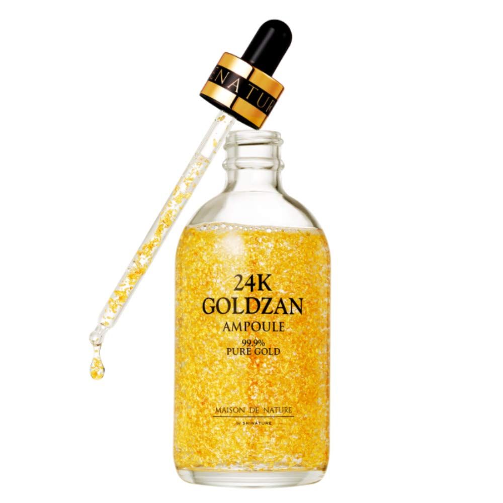 24K Goldzan Facial Serum Ampoule Pure Gold 99.9% Maison De Nature 100 ml Made in Korea.