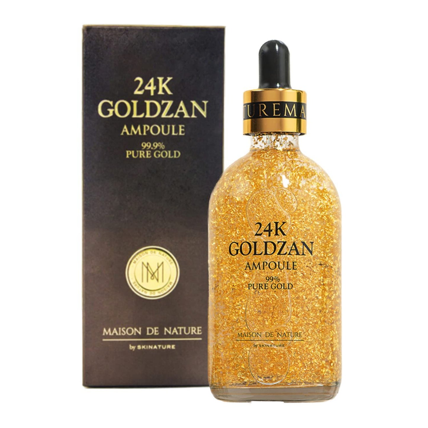 24K Goldzan Facial Serum Ampoule Pure Gold 99.9% Maison De Nature 100 ml Made in Korea.