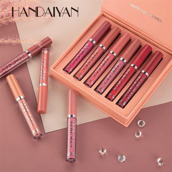 6 Pcs Handaiyan Mate Liquid Lip Gloss Set Liquid Lipstick