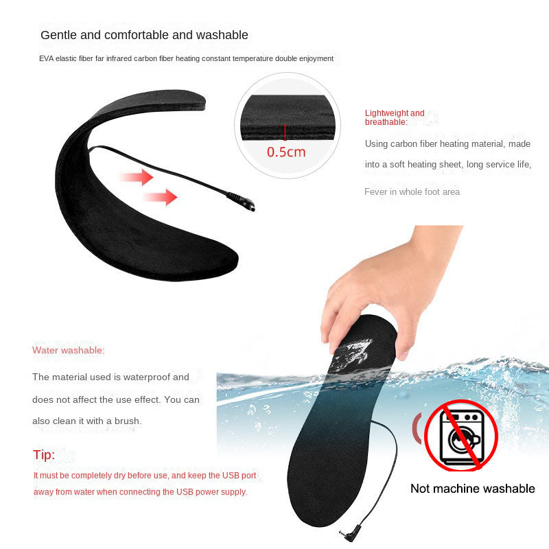 USB heating insole warm feet treasure charging heating washable size tailoring full soled warm feet electric heating insole