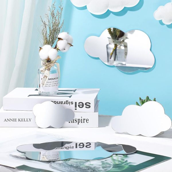 8 Pcs Acrylic Cloud Shape Mirror Wall Art Decor Cloud Mirror