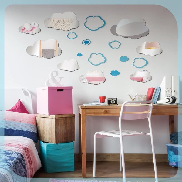 8 Pcs Acrylic Cloud Shape Mirror Wall Art Decor Cloud Mirror