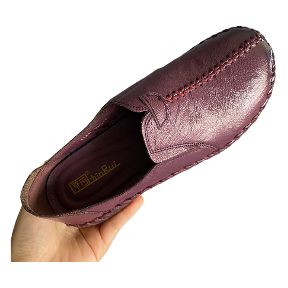 Women's shoe toe layer cowhide handmade shoe genuine leather soft sole deep mouth single shoe flat bottom single shoe ﻿