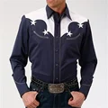 Western Denim Men's Shirt Comfortable and Soft Men's Clothing Long Sleeve