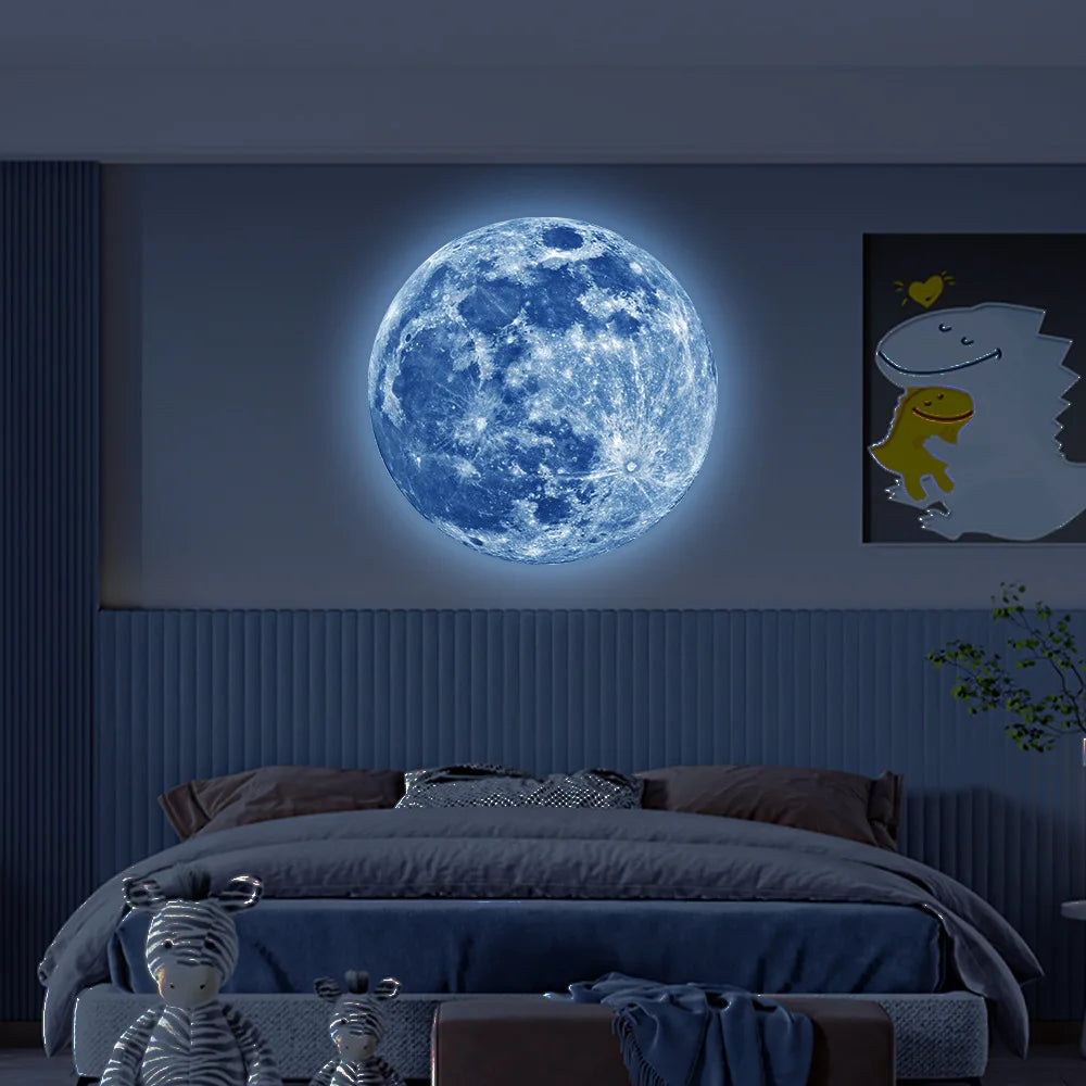 Aesthetic 3D Luminous Moon Wall Sticker Glow