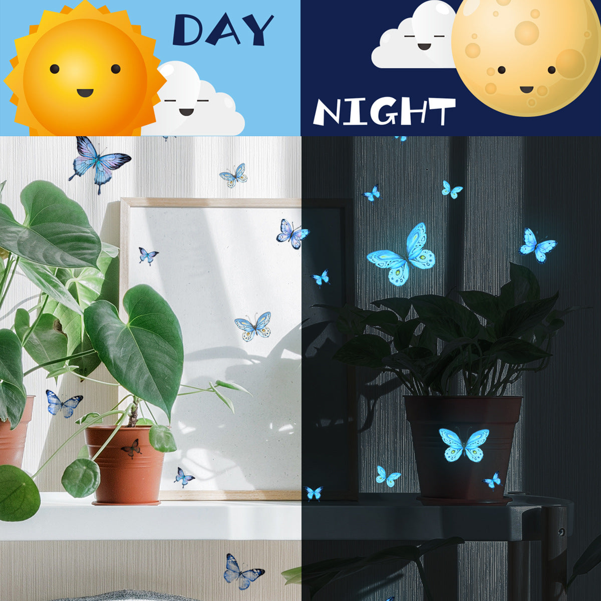 12Pcs/Set Luminous Butterfly Wall Stickers Living Room Butterflies