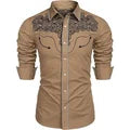 Western Denim Men's Shirt Comfortable and Soft Men's Clothing Long Sleeve