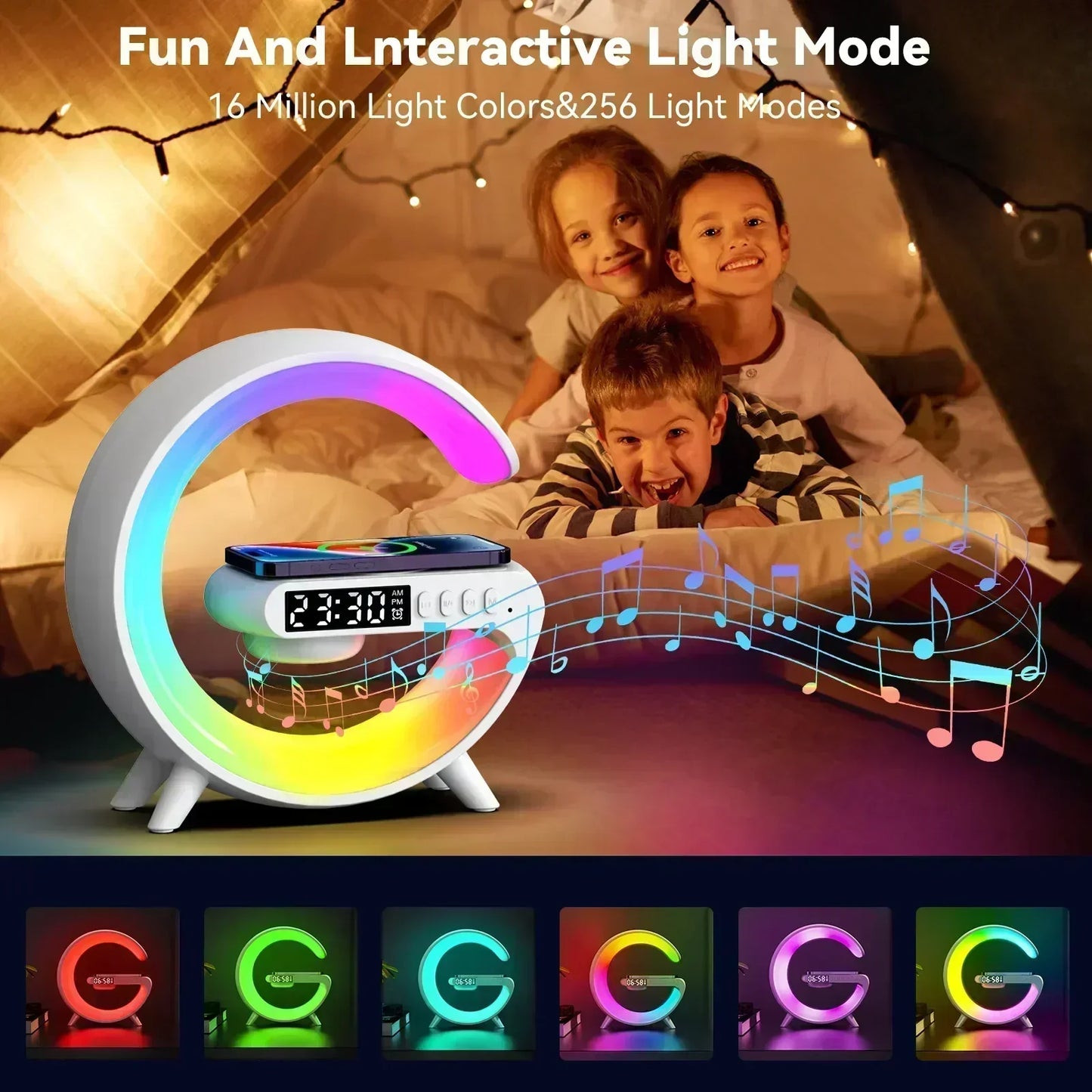 Multifunction Wireless Charger Pad Stand Speaker TF RGB Night Light