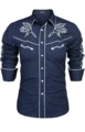 Western Denim Men's Shirt Comfortable and Soft Men's Clothing Long Sleeve