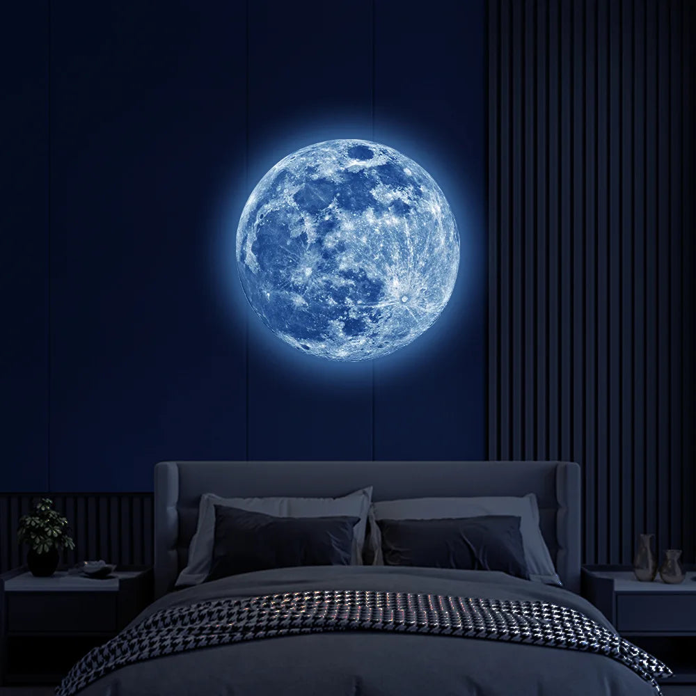 Aesthetic 3D Luminous Moon Wall Sticker Glow