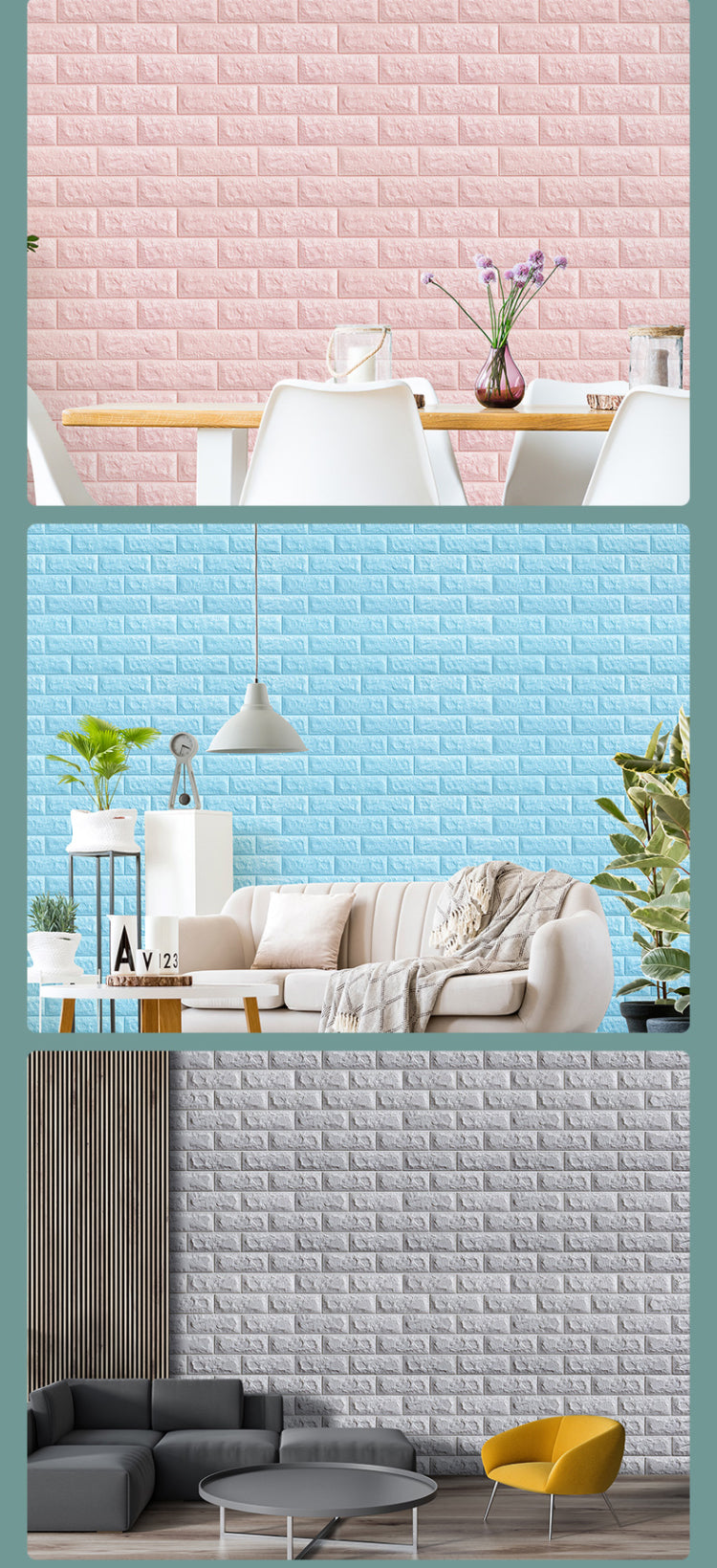 3D Brick Pattern Wall Sticker Self-Adhesive Panel