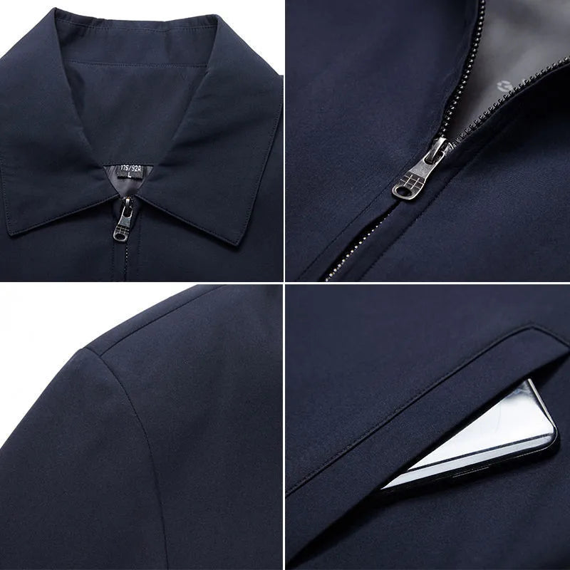 New Spring Autumn Casual Loose Flip Collar Zipper Jackets for Men