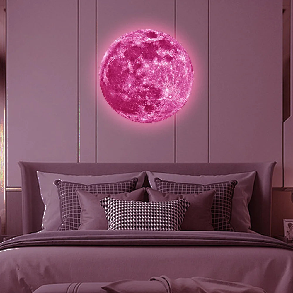 Aesthetic 3D Luminous Moon Wall Sticker Glow