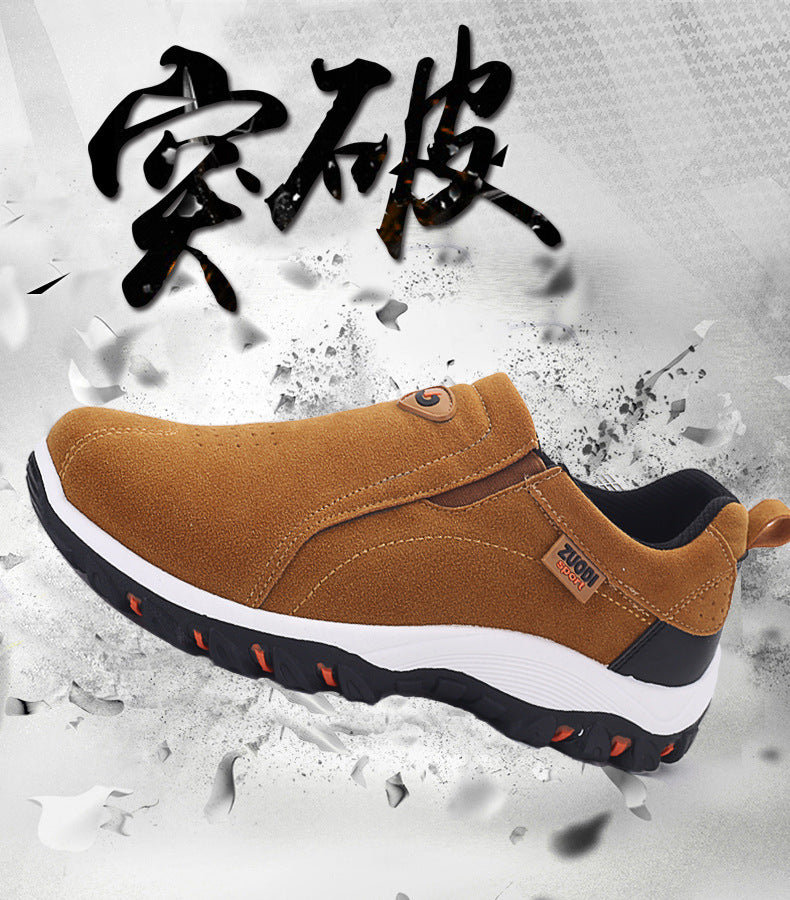 New Men Slip on Hiking Shoes PU Leather