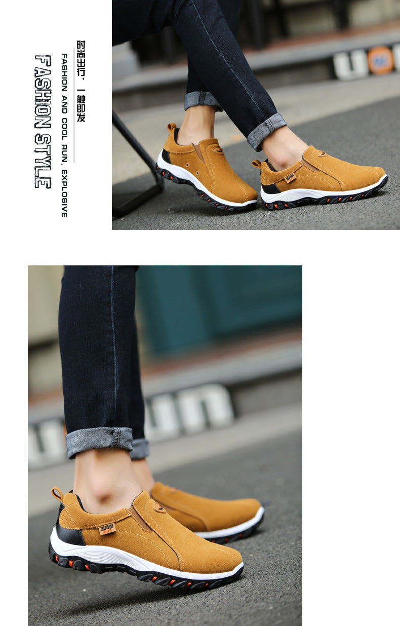 New Men Slip on Hiking Shoes PU Leather