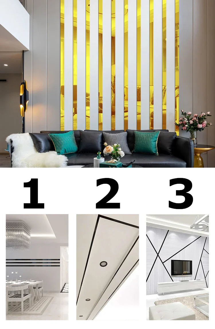 Acrylic Beautiful Edge Decorative Strip Wall Stickers for Home Decor