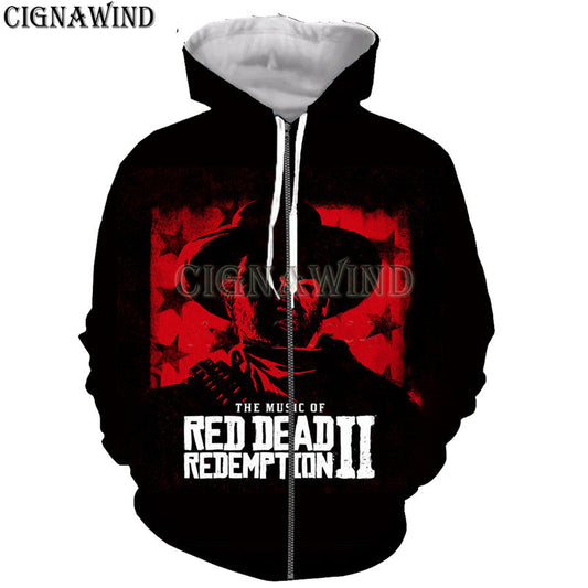 ed Dead Redemption Game Graphic Men's Zip-Up Hoodie