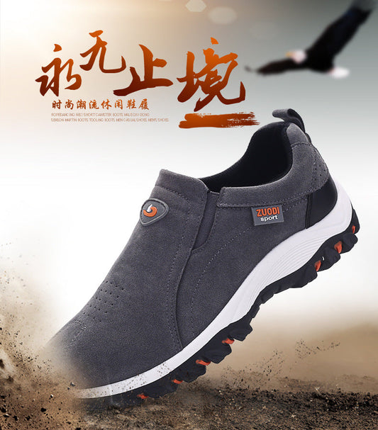 New Men Slip on Hiking Shoes PU Leather