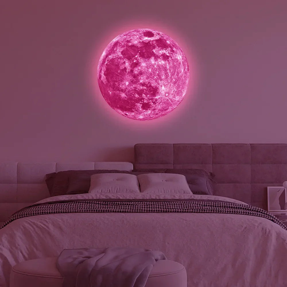 Aesthetic 3D Luminous Moon Wall Sticker Glow