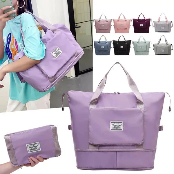 Women Travel Foldable Shoulder Bag Patchwork