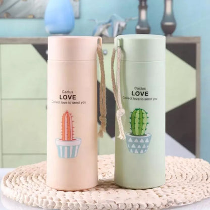 Cactus Love Print Style Glass Water Bottle