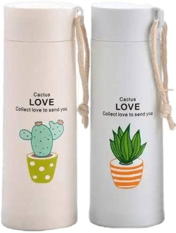 Cactus Love Print Style Glass Water Bottle