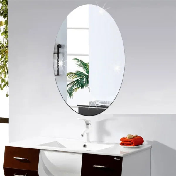 Oval Bathroom House Mirror Acrylic Wall Stickers