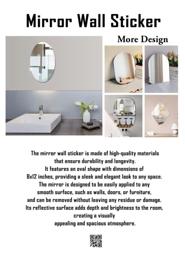 Oval Bathroom House Mirror Acrylic Wall Stickers