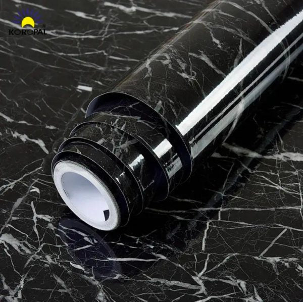 Self Adhesive Black Marble Sheet For Kitchen / Waterproof Anti Oil &amp; Heat