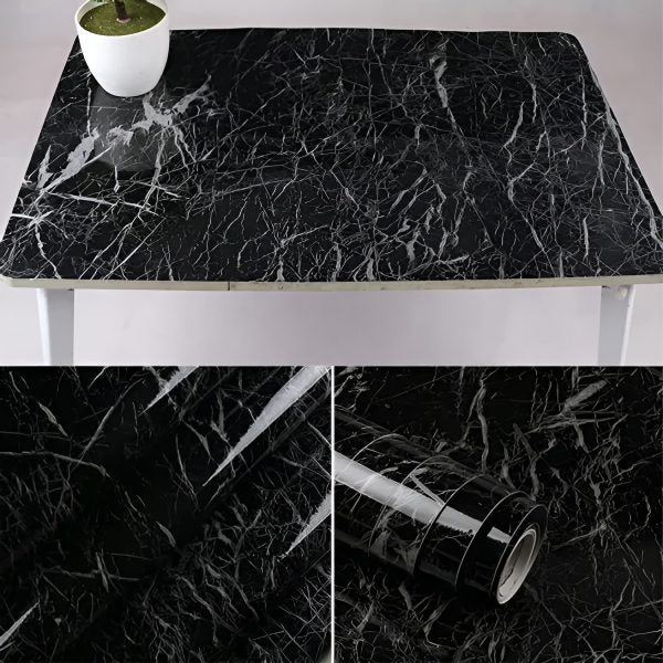 Self Adhesive Black Marble Sheet For Kitchen / Waterproof Anti Oil &amp; Heat