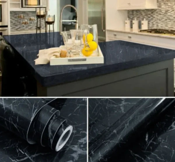 Self Adhesive Black Marble Sheet Sticker