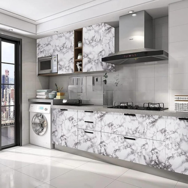 Self Adhesive White Marble Sheet Sticker For Kitchen