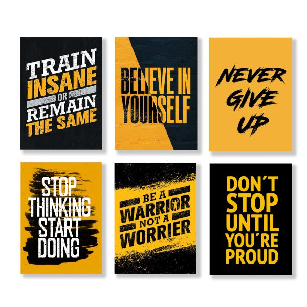 Set Of 6 Motivational Wooden Canvas