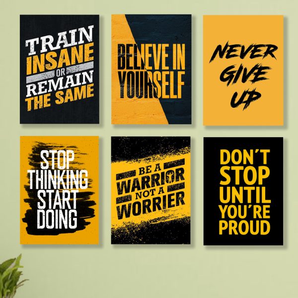 Set Of 6 Motivational Wooden Canvas