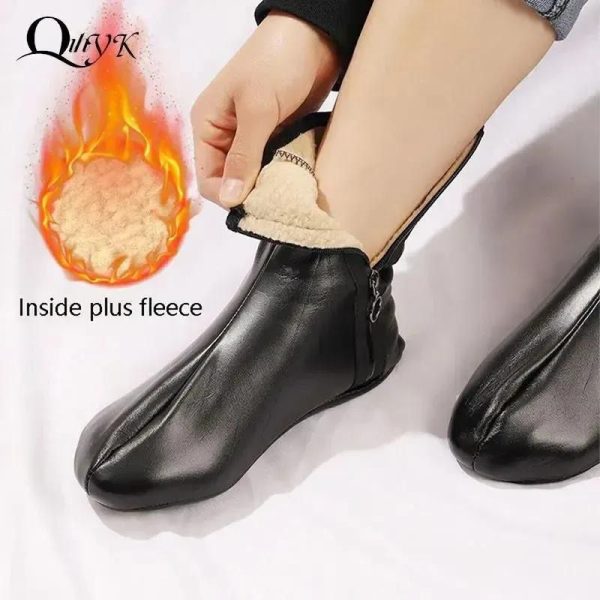 Winter Warm Leather Thermal Boat Slipper Indoor Home