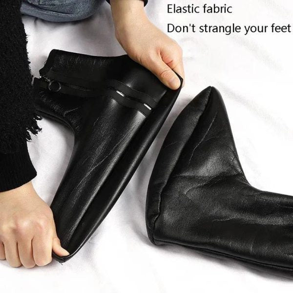 Winter Warm Leather Thermal Boat Slipper Indoor Home