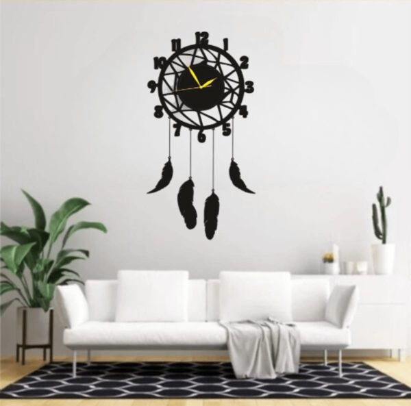 Wall Hanging Wall Clock, Wooden Feather