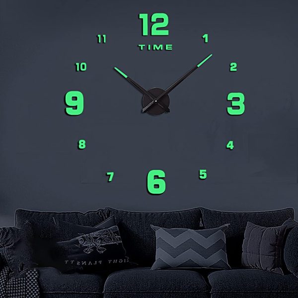 Wooden Numbers Wall Clocks Round Dial Only Glow In The Dark Clock