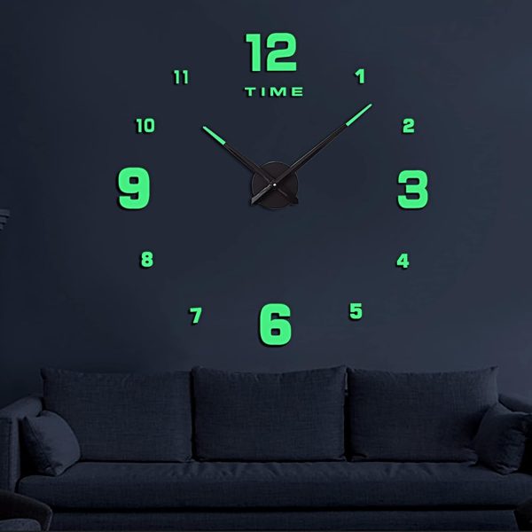 Wooden Numbers Wall Clocks Round Dial Only Glow In The Dark Clock