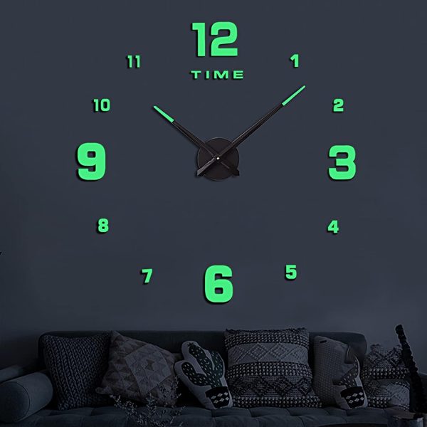 Wooden Numbers Wall Clocks Round Dial Only Glow In The Dark Clock